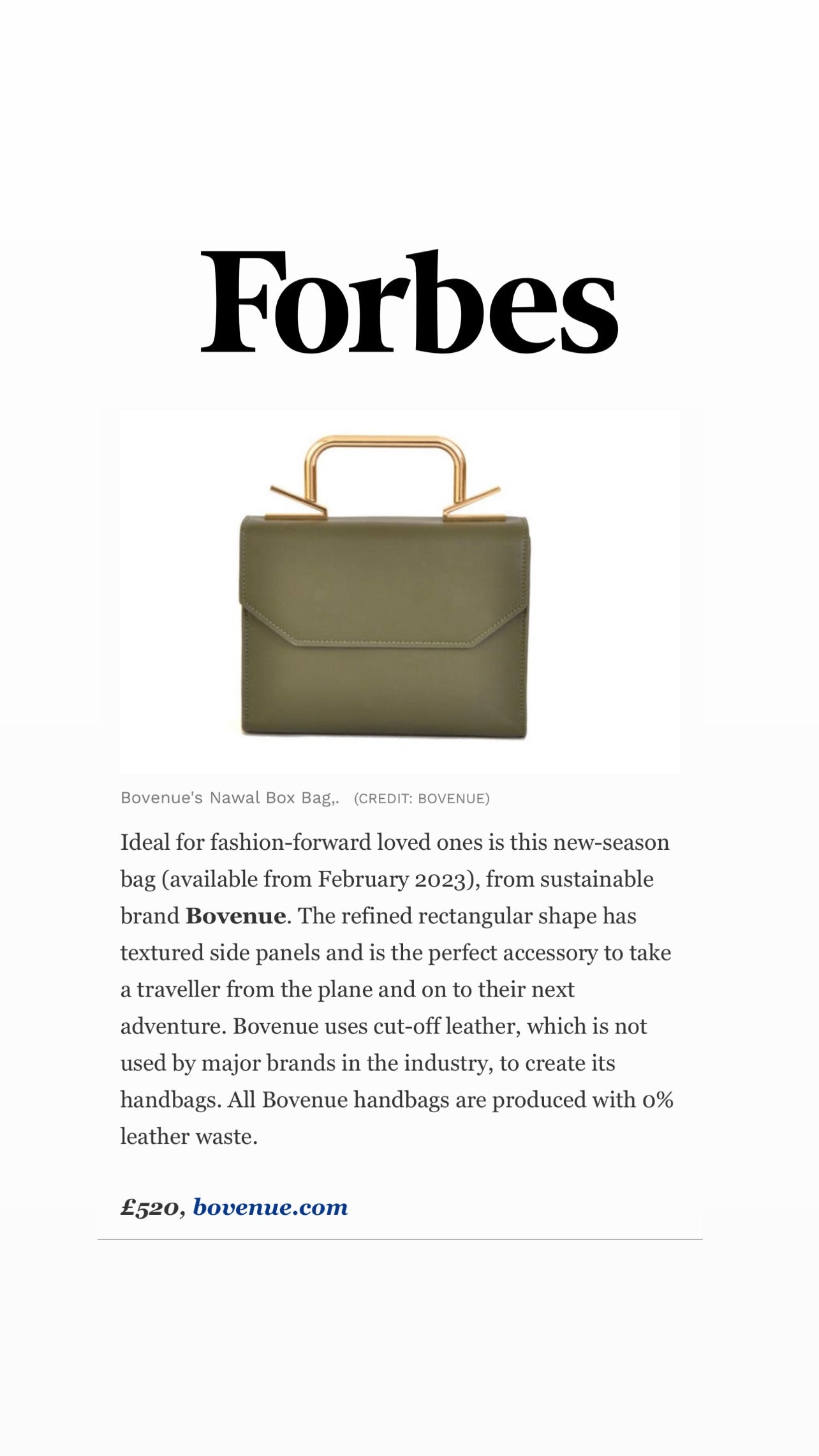 BOVENUE in Forbes on the brand's zero waste!