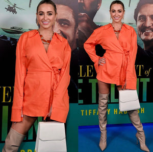 Spotted! Georgia Harrison at the screening of Nick Cage Movie in London with our Laila in Powder White