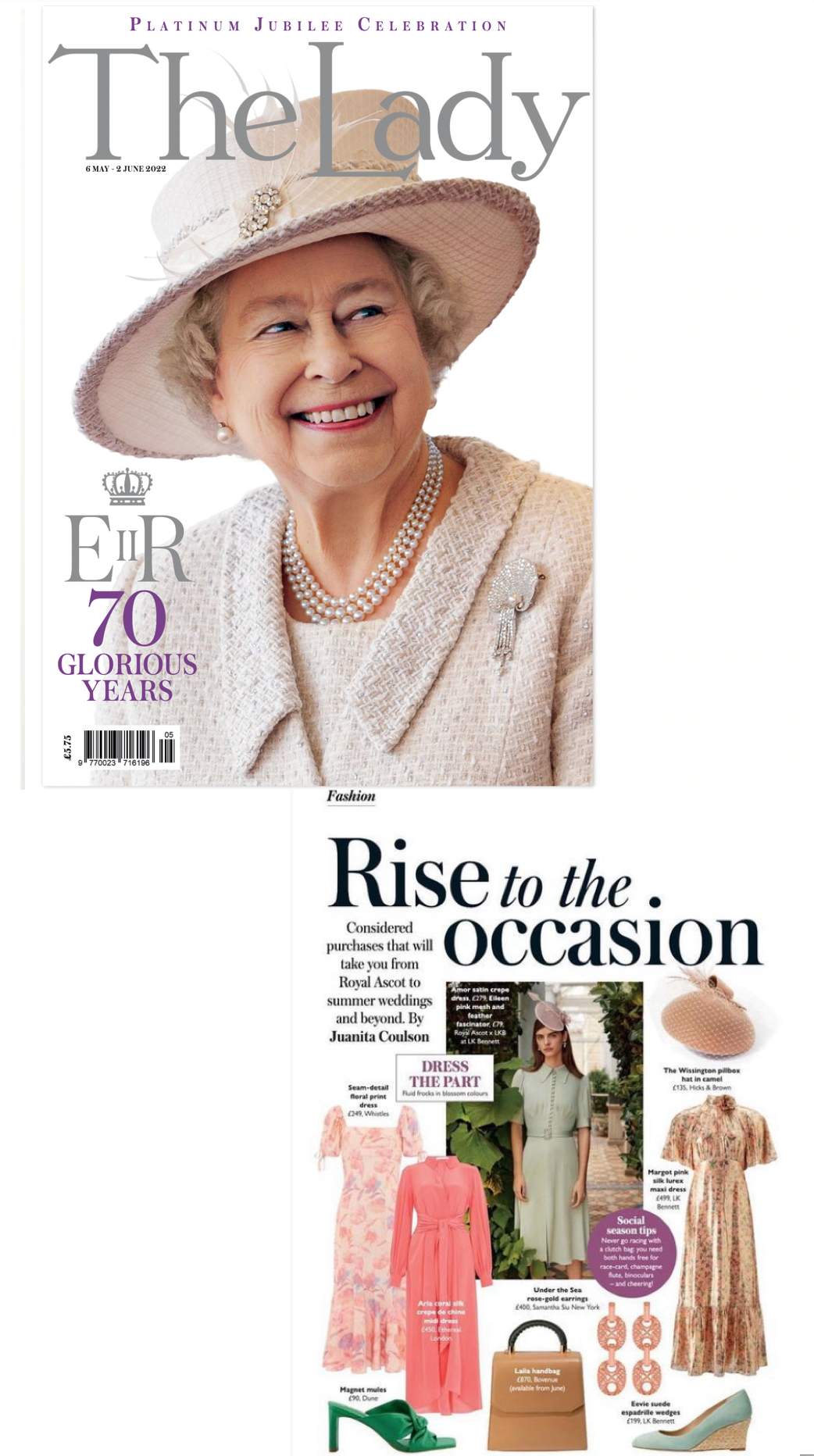 Laila handbag featured in The Lady's Magazine - Queen Elizabeth's Platinum Jubilee Issue